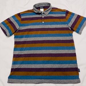 Patagonia Gray and Purple Striped Polo Shirt